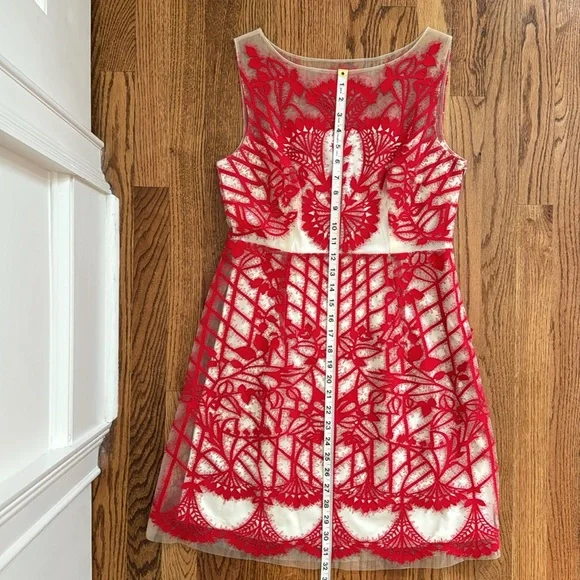 Anthropologie | Geisha Designs | Sugared Ruby Red Lace Dress | Size 6 - Picture 6 of 17